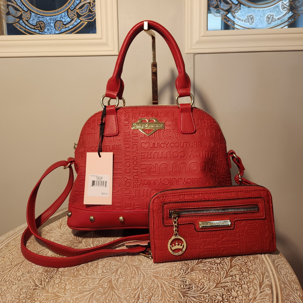 NWT Juicy Couture Red Handbag and Wallet Set